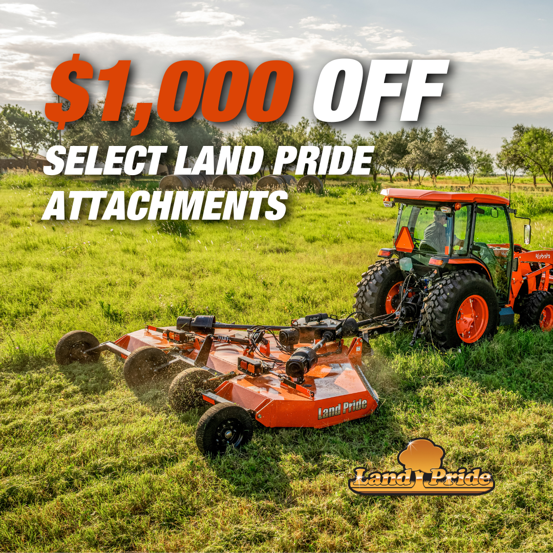 Save $1,000 on Select Land Pride Rotary Cutter Attachments